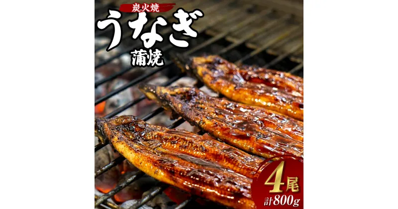 【ふるさと納税】炭火焼うなぎの蒲焼 200g×4尾 計800g うなぎ 鰻 蒲焼 魚介 タレ付 惣菜 簡単 国産 真空パック 冷蔵 長崎市